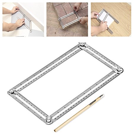 LEDOWP Stainless Steel Angleizer Template Tool, Multi Angle Measuring Tool for Craftsmen, Handyman, Builders, DIY-ers, Woodworker