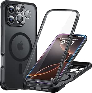 ESR Magnetic for iPhone 16 Pro Max Case [Compatible with MagSafe] Full-Body Military-Grade Drop Proof Phone Case for iPhone 16 Pro Max with Built-in 9H  Tempered Glass Screen Protector, Frosted Black