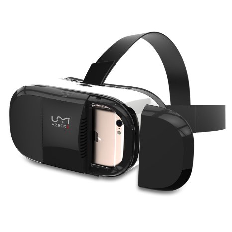 2016 UMi 3D VR Glasses 3D VR Headset Virtual Reality Box with Adjustable LensesMagnet TriggerHead Strap for 46 Inch Smartphone for 3D Movies and Games Compatible with iPhone Samsung