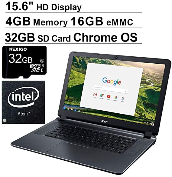 Newest Acer Chromebook 15 15.6 Inch Laptop for Business Student| Intel Atom x5 E8000| 4GB RAM| 16GB eMMC| WiFi| Bluetooth| HDMI| Chrome OS   NexiGo 32GB MicroSD Bundle