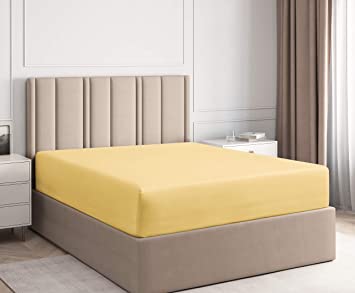 Twin XL Fitted Sheet - Single Fitted Deep Pocket Sheet - Fits Mattress Perfectly - Soft Wrinkle Free Sheet - 1 Fitted Sheet Only – Yellow