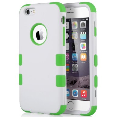 iPhone 6 Case, ULAK Shock Absorbing Case with Hybrid Soft Silicone   Hard PC Cover for Apple iPhone 6 4.7 inch (White/Green)