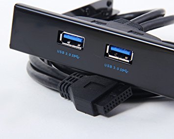 E-SDS USB 3.0 2-Port 3.5 Inch Metal Front Panel USB Hub with 2 USB 3.0 Ports for Desktop [ 20 Pin Connector & 2ft Adapter Cable]