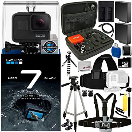 GoPro HERO7 Black 20PC Accessory Bundle - Includes 64GB microSD Memory Card   High Speed Memory Card Reader   Memory Card Wallet   2X Replacement Batteries   More