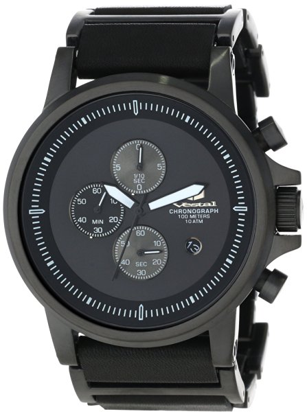 Vestal Men's PLE030 Plexi Black Ion-Plated Case Black Leather Watch