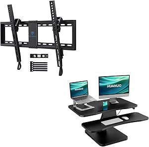 UL Listed TV Mount with 32 Inch Standing Desk Converter