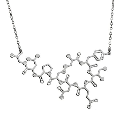 Oxytocin Molecule necklace solid sterling silver 925 chemistry jewelry science jewelry love hormone