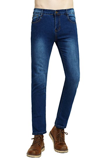 Hochock Men's Skinny Stretch Elastic Jeans Slim Relaxed-Fit Fashionable Pants