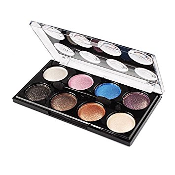 KeyZone 8 Colors Eyeshadow Palette Set Mirror On the Back Makeup Brush in 4#