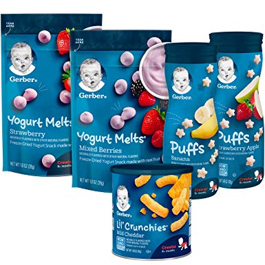 Gerber Up Age Snacks Variety Pack - Puffs, Yogurt Melts & Lil Crunchies, 9Count