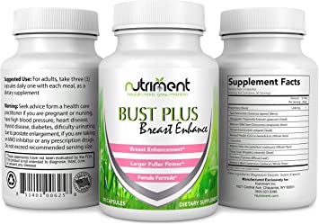 Bust Plus Breast Enhancement Pills - Increase Breast Size Naturally Without Surgery - Bust Enhancer for Women - Add up to Two Cup Sizes - Promotes Breast Size, Shape, Feel and Health- 90 Capsules