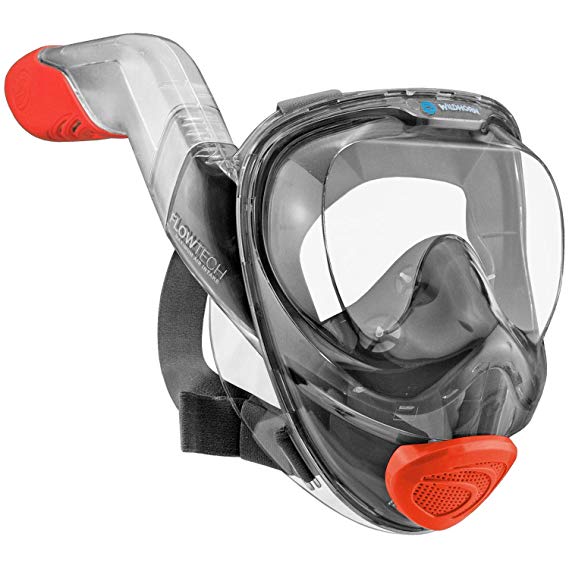 Seaview 180° V2 Full Face Snorkel Mask With FLOWTECH Advanced Breathing System - Allows For A Natural & Safe Snorkeling Experience - Panoramic Side Snorkel Set Design for 50 Percent Easier Breathing