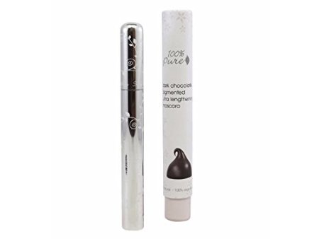 100% Pure: Fruit Pigmented Mascara - Dark Chocolate, .24 oz, Lengthens and Separates Eyelashes, Water, Smudge,Flake Resistant, Colores with Black Tea, Berry and Cocoa Pigments