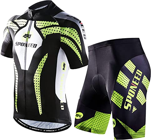 sponeed Men Cycling Outfit Set MTB Bicycle Jersey Road Biker Shorts Trianthlon Cyclwear Shirts