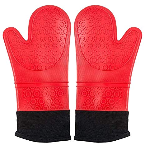 Big Red House Oven Mitts, with The Heat Resistance of Silicone and Flexibility of Cotton, Recycled Cotton Infill, Terrycloth Lining, 480 F Heat Resistant Pair Red