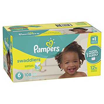 Pampers Swaddlers Disposable Diapers Size 6, 108 Count, ONE MONTH SUPPLY