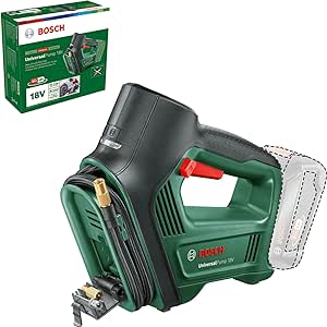 Bosch Home and Garden Bomba de aire/compresor aire Bosch, universal 18 V (sin batería, sistema V, para neumáticos automóviles, motocicletas y bicicletas, 150 PSI, 10,3 bar, embalaje cartón)