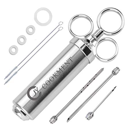 Meat Injector Kit, Marinade Flavor Injector Syringe with 3 Professional Needles for BBQ Grill Smoker, 2-oz Large Capacity by JY COOKMENT