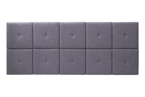 Foremost Tessa THT-61013-FB-GRY-KNG 77.5-Inch by 31-Inch Fabric with Tuft Headboard Tiles, King, Gray