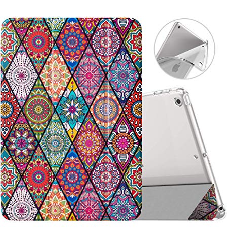 MoKo Case Fit New iPad 10.2 2019 (10.2 inch) - iPad 7th Generation 2019 Case with Stand, Soft TPU Translucent Frosted Back Cover Slim Smart Shell, Auto Wake/Sleep - Rhombic Datura