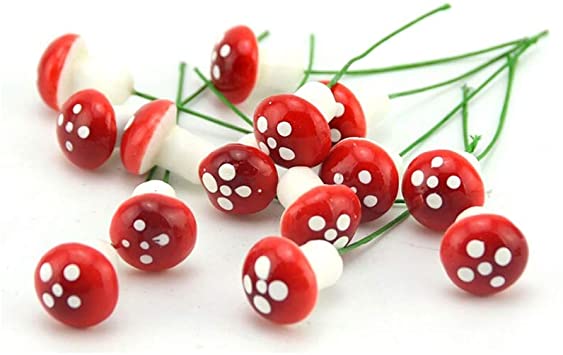 MOTZU 100 Pcs Mini Artificial Colored Mushrooms for Garden Ornament Flower Pots Bonsai Micro Landscape Decor