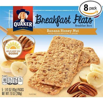 Quaker Breakfast Flats Banana Honey Nut Fruit and Nut Breakfast Bars Pack of 8