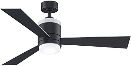 Fanimation Studio Collection LP8577LBL Upright Ceiling Fan with LED Light Kit, 48 Inch, Black with Black/Silver Reversible Blades