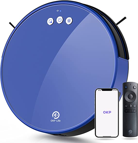 OKP Robot Vacuum and Mop Robotic Vacuums 2200pa Strong Suction 660ml Vacuuming Cleaner Wi-Fi Connection with Alexa Robot Self-Charging Collision Avoidance Drop Sensor 150min Quiet Runtime, K8