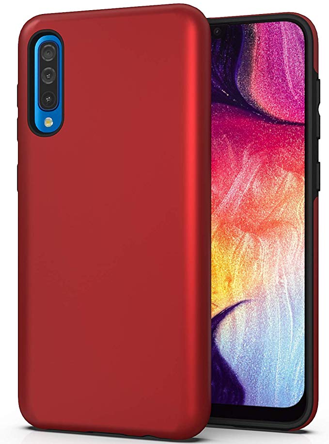 LUCKYCAT Samsung Galaxy A50 Case,Galaxy A50 Case, Impact Resistant Protective Anti-Scratch Anti-Fingerprint Shockproof Rugged Cover for Samsung A50 SM-A505 6.4 Inch(2019 Version)-RED