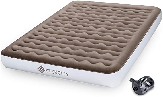 Etekcity Upgraded Camping Air Mattress, Queen Twin Airbed Height 9", Inflatable Bed Blow Up Mattress Raised Airbed with Rechargeable Pump, 2-Year Warranty, Storage Bag