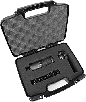 Casematix Cardioid Condenser Microphone Hard Travel Case Compatible with Audio Technica At2035 , At2020 , AtR2100 Usb , At2031 , Atr2500 , At2050 , At2022 Studio and Usb Microphones and Accessories