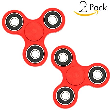 Lalago Fidget Spinner Toy Stress Reducer - 2 Pack Finger Gyro Prestige Worldwide Exclusive Seller - Perfect For ADD, ADHD, Anxiety, and Autism Children Adult (Red)