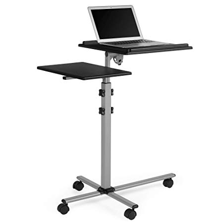 VonHaus Laptop   Projector Stand - Height Adjustable - Tilting Platform - 4 Castor Wheels - Portable and Mobile Cart - For Home Cinema/Entertainment & Presentation