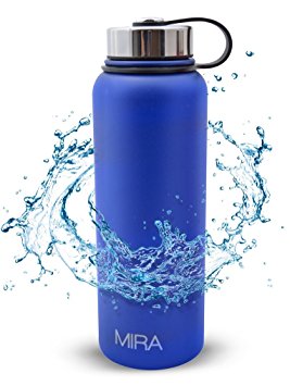 MIRA 40 oz or 18 oz Stainless Steel Vacuum Insulated Wide Mouth Water Bottle | Thermos Keeps Cold for 24 hours, Hot for 12 hours | Double Walled Powder Coated Travel Flask