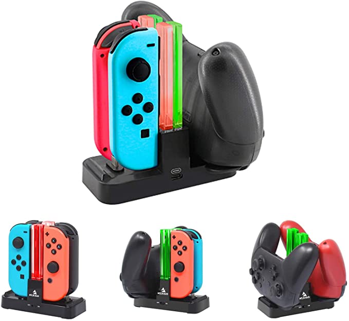 NexiGo 2021 Upgraded Charging Dock for Nintendo Switch Joy-Con and Pro Controllers with USB Type-C Charging Cord and Charging Indicator, Fast Charger Charging Station