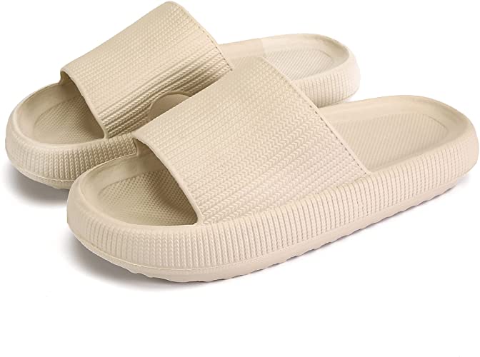 Pillow Slides Slippers, Massage Shower Bathroom Slipper, Non-Slip Quick Drying Open Toe Super Soft Extra Thick Sole Sandals Cloud Cushion Slide Home Slippers for Women and Men Platform House Shoes