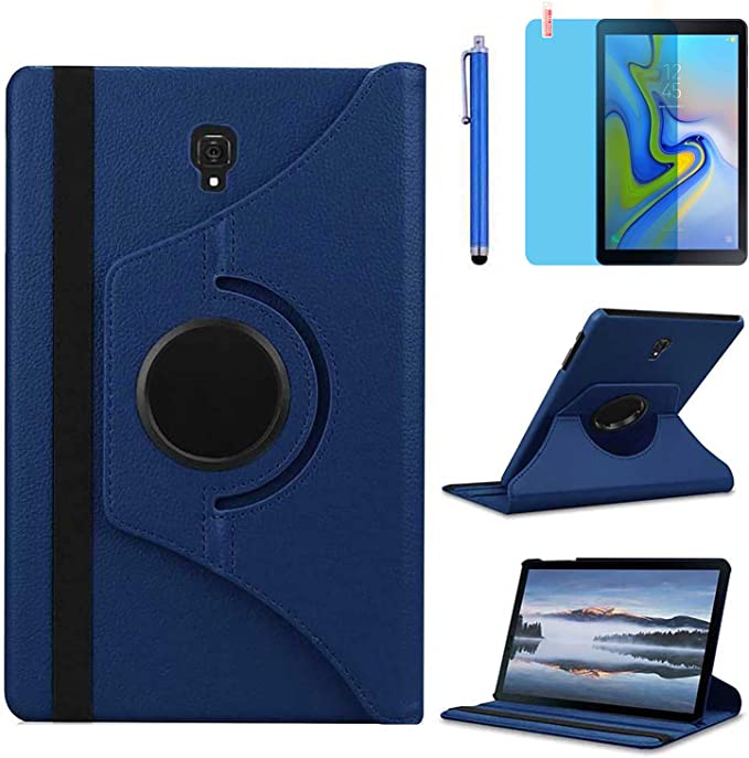 Case for Samsung Galaxy Tab S4 10.5 inch 2018 (SM-T830 SM-T835 SM-T837), 360 Degree Rotating Stand Case Smart Protective Cover with Stylus Pen,Screen Film (Deep Blue)