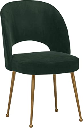 Rivet Clarice Dining Room Kitchen Chair Open Back, 33"H, Hunter Green Velvet