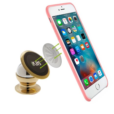 Cellphone Holder, iKits Universal Magnetic Car Mount Holder Smart Phone Cradle for iPhone 6S Plus, 6S, 6, 6 Plus, Car Phone Holder for Samsung S6 S5, Galaxy Note 4, 3 Nexus 5X/6P, LG G5, and More