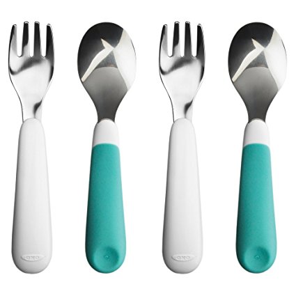 OXO Tot Fork and Spoon Set, Aqua, 2-Pack