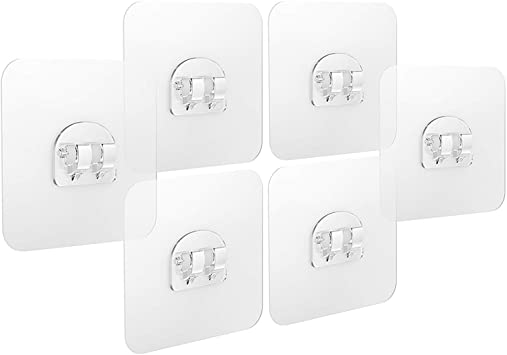 LUXEAR 6 Pack Reusable Adhesive Sticker for Bathroom Kitchen for Shower Caddy Basket Shelf Soap Dish Holder Kitchen Sink Caddy - No Glue, Transparent