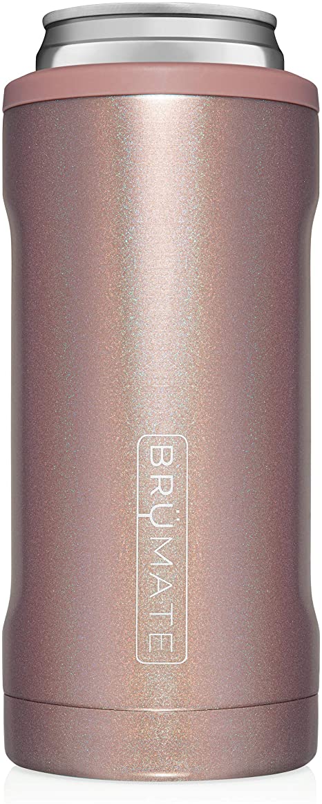 BrüMate Hopsulator Slim Double-walled Stainless Steel Insulated Can Cooler for 12 Oz Slim Cans (Rose Gold)