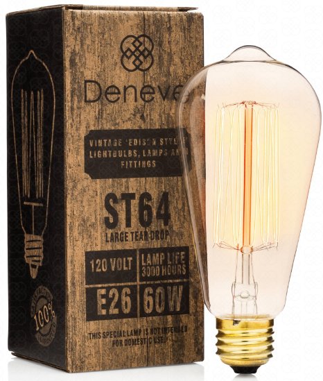 Edison Bulb by Deneve - Deluxe - 1 Pack - Thomas Edison Light Bulb Edison Light Bulb Edison Bulb Lamp Edison Bulb 60w Edison Bulbs Edison Light Bulbs Chandelier Edison Bulb