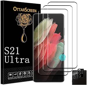 Galaxy S21 Ultra Screen Protector, Tempered Glass Screen Protector, 1 Pack Tempered Glass Camera Lens Protector, 9H Hardness Tempered Glass Screen Protector for Samsung Galaxy S21 Ultra【3 1 Pack】