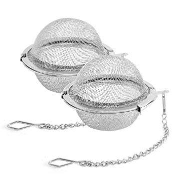 Kitchen Supply 2PCS Stainless Steel Mesh Tea Ball and Spice Balls, 2.1 Inch Tea Infuser Strainers Tea Strainer Filters Tea Interval Diffuser for Tea