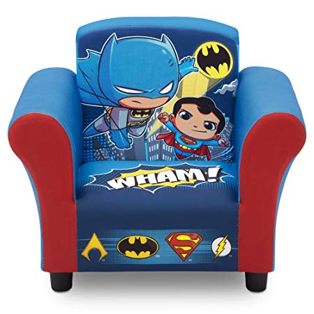 Delta Children Delta Children Kids Upholstered Chair, DC Super Friends | Superman | Batman | The Flash | Aquaman, Multi