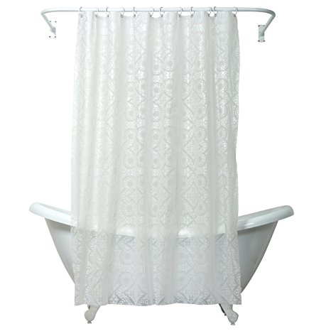 Zenna Home, India Ink Morocco Peva Shower Curtain Liner, White