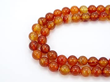 jennysun2010 Natural Carnelian Agate Gemstone 8mm Smooth Round Loose 50pcs Beads 1 Strand for Bracelet Necklace Earrings Jewelry Making Crafts Design Healing