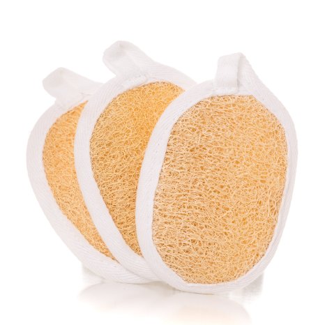 Exfoliating Facial Sponge Skin Care Set of 3 Exfoliating Loofah Pads - 100% Natural Loofah - Enhance Your Skin Care - Tones, Exfoliates and Creates a Radiant, Clear & Smooth Complexion.