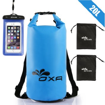 OXA Waterproof Dry Bag and Waterproof Phone Case 20L Roll Top Closure Dry Sack with Dual Shoulder Straps, Durable Lightweight Dry Sack Bags for Kayaking Boating Rafting Swimming Fishing Snowboarding